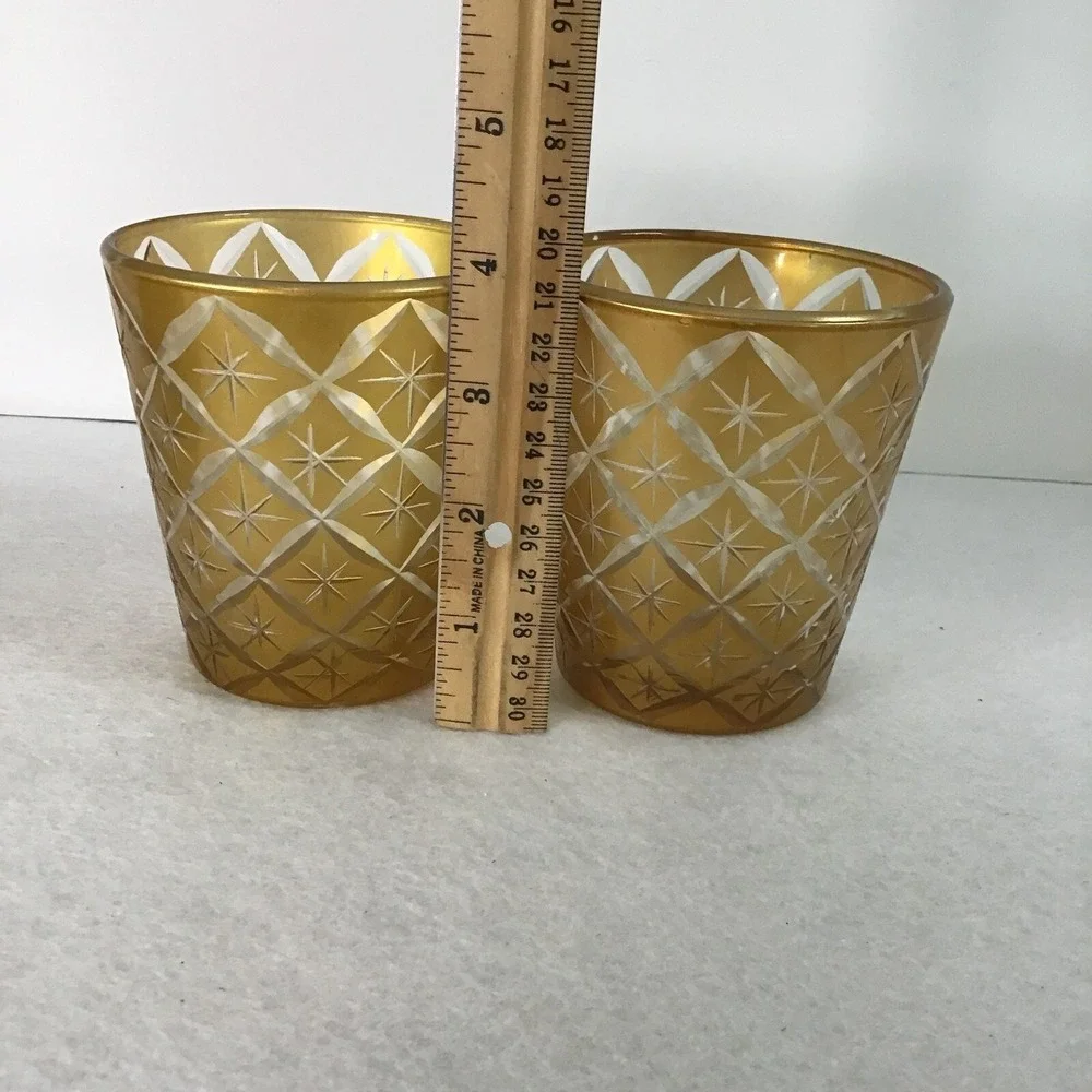 The‎ Bombay Company Set Of Gold Star Etched Tea Light Candle Holders
